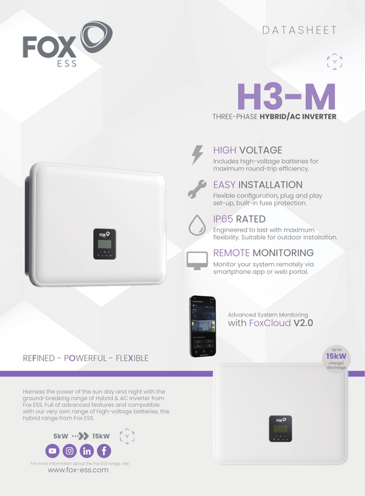 FOX ESS 10kW H3-10.0-Smart 3-phasig Hybridwechselrichter mit EK12 Hochvoltspeicherbatterie 11.52kWh