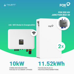 FOX ESS 10kW H3-10.0-Smart 3-phasig Hybridwechselrichter mit 2 x EK6 Plus Hochvoltspeicherbatterie 11,52 kWh & Junction Box-50