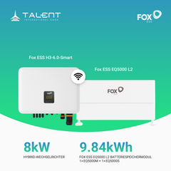 Fox ESS 8kW Hybrid Wechselrichter H3-8.0-Smart mit EQ5000 L2 Hochvoltspeicherbatterie 9.84kWh