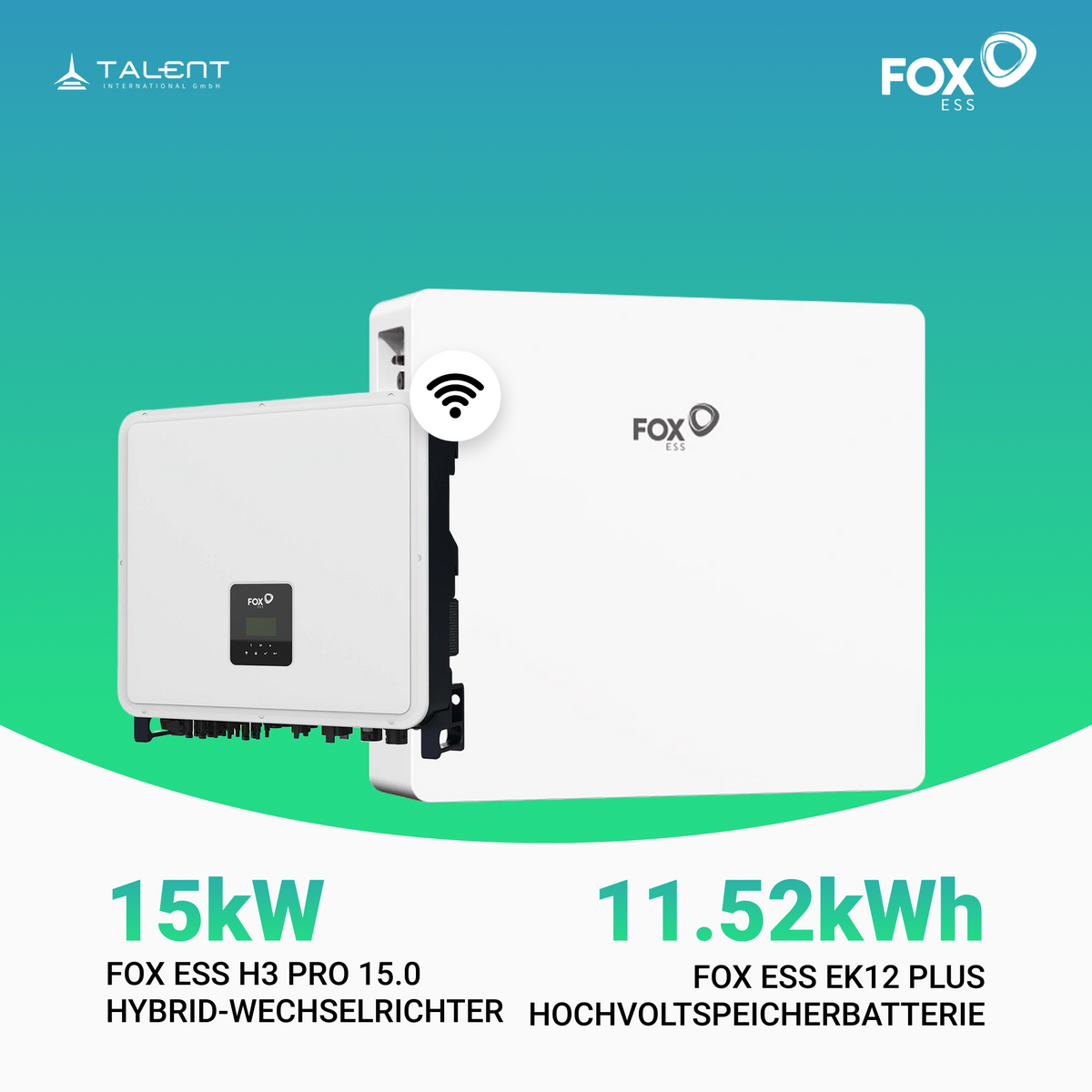 Fox ESS H3-Pro-15.0 15kW Hybridwechselrichter mit EK12 Hochvoltspeicherbatterie 11.52kWh