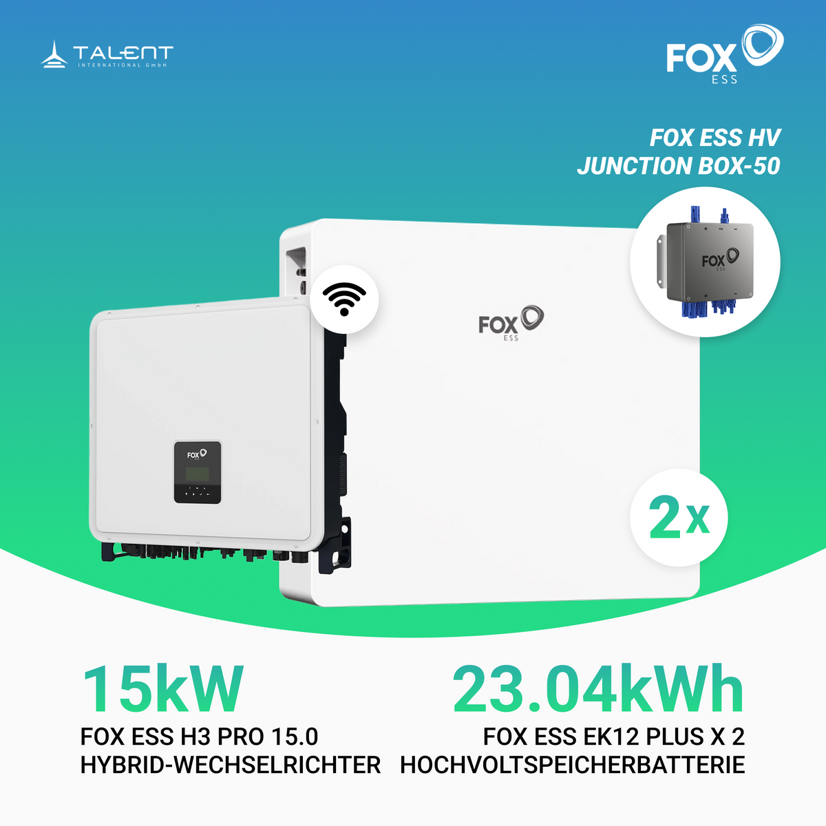 Fox ESS H3-Pro-15.0 15kW Hybridwechselrichter mit EK12 Hochvoltspeicherbatterie 11.52kWh