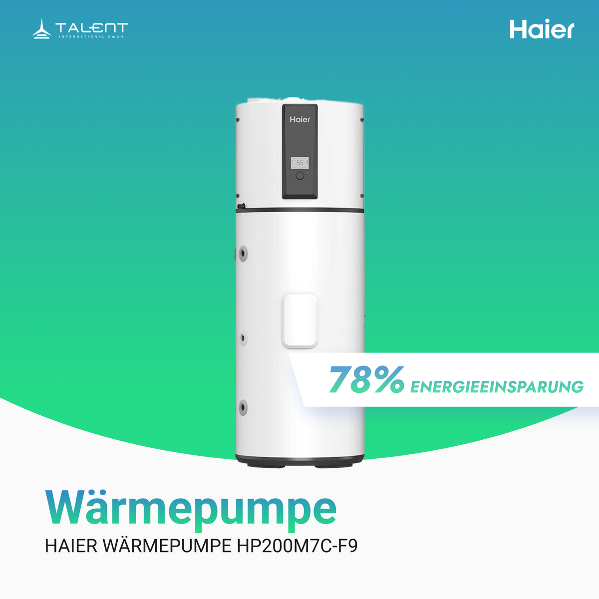 Haier Brauchwasser Wärmepumpe HP200M7C-F9 - 200 L Compact  A+ - R290 Kältemittel – Effiziente Warmwasserlösung