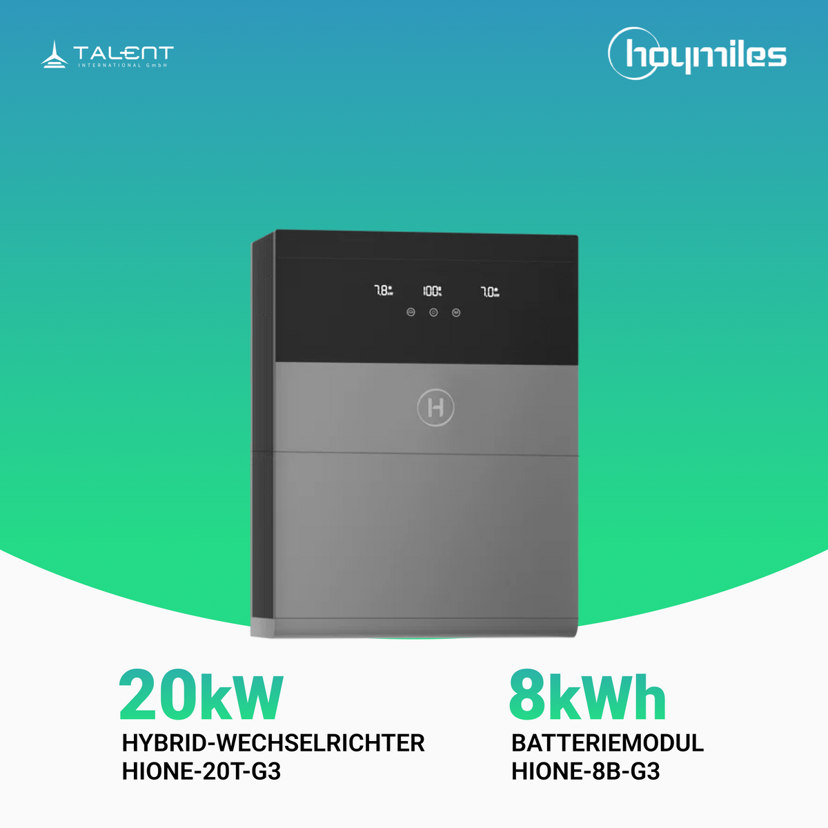 Hoymiles - HiOne-20T-G3 20kW Hybrid-Wechselrichter dreiphasig und 8kWh Speicher ALL-IN-ONE BESS Energiespeichersystem