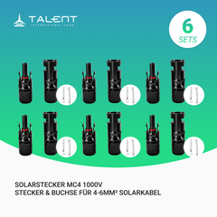 MC4 1000V | Stecker & Buchse für 4-6mm² Solarkabel, Solarstecker MC4