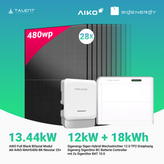 PV Komplettset 13.44 kWp - 28 × AIKO 480W Full Black & Sigenergy Sigen Hybrid Wechselrichter 12.0 TP2 12kW Dreiphasig mit Speicheroption