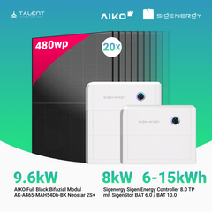 PV Komplettset 9.6 kWp - 20 × AIKO 480W Full Black & Sigenergy Sigen Energy Controller 8.0 TP 8kW mit Speicheroption