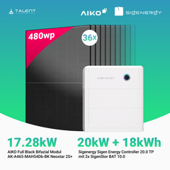PV Komplettset 17.28 kWp - 36 × AIKO 480W Full Black & Sigenergy Sigen Energy Controller 20.0 TP 20kW mit Speicheroption