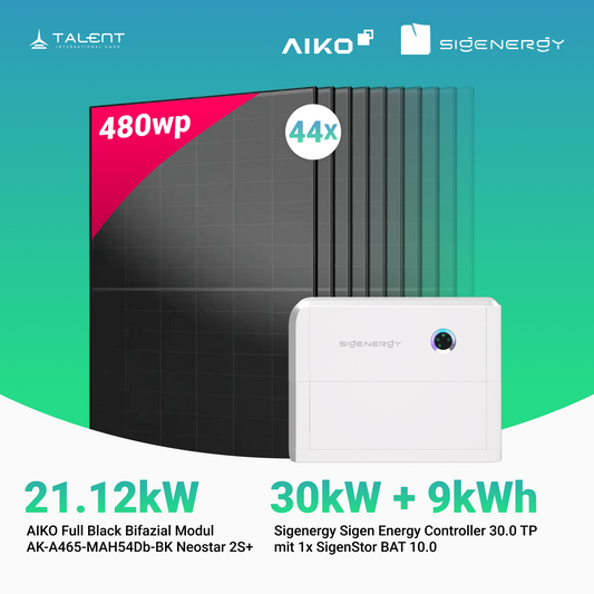 PV Komplettset 21.12 kWp - 44 × AIKO 480W Full Black & Sigenergy Sigen Energy Controller 30.0 TP 30kW mit Speicheroption