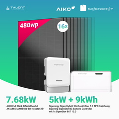 PV Komplettset 7.68 kWp - 16 × AIKO 480W Full Black & Sigenergy Sigen Hybrid Wechselrichter 5.0 TP2 5kW Dreiphasig mit Speicheroption