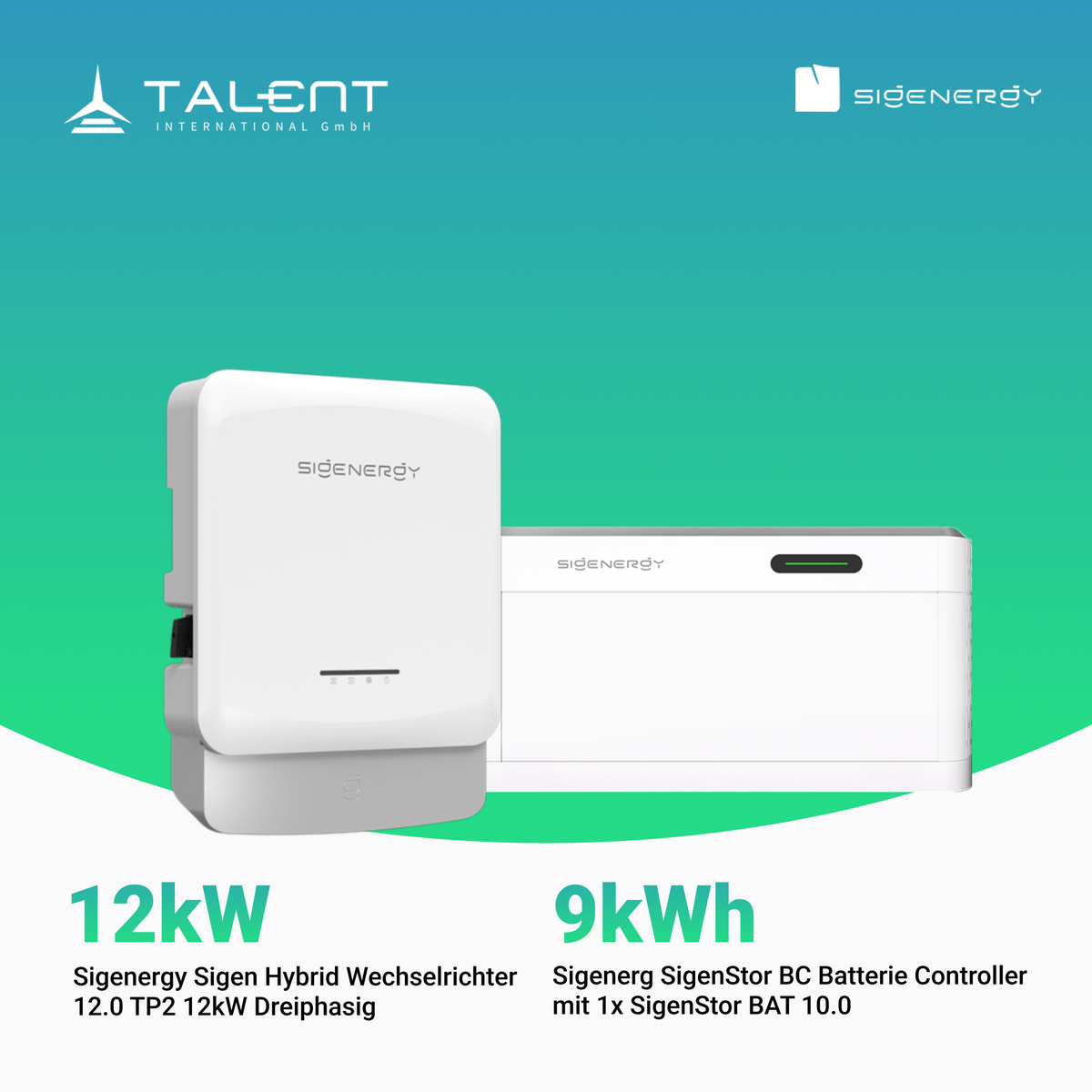 Sigenergy SigenStor Set 12.0 TP2 – 12 kW Dreiphasiger Hybrid Wechselrichter mit SigenStor BC & SigenStor BAT 10.0 (9kWh)