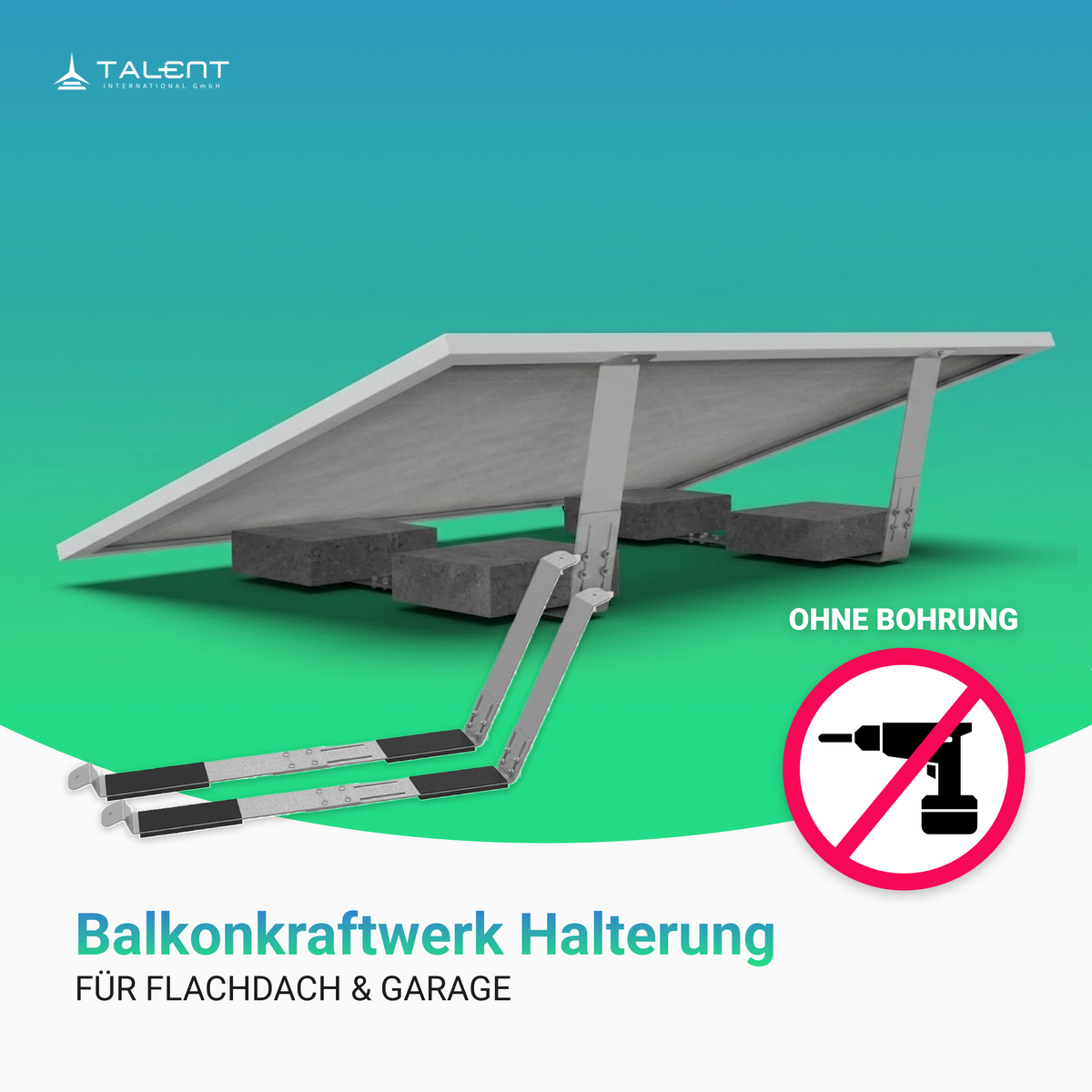 Balkonkraftwerk Halterung Flachdach & Garage mit Ballastsystem