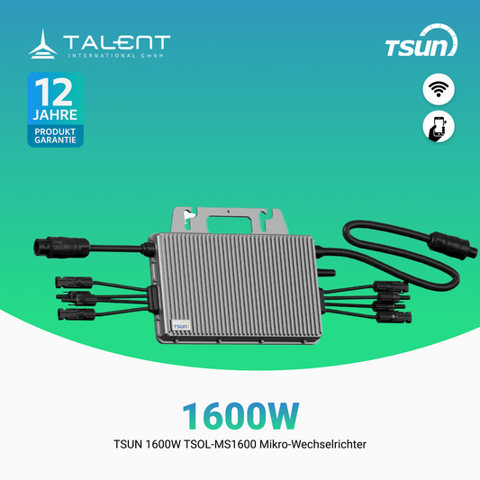 TSUN 1600W TSOL-MS1600 Mikro-Wechselrichter für Balkonkraftwerk, IP67 wetterfest, 4 MPPT, Bluetooth & WiFi